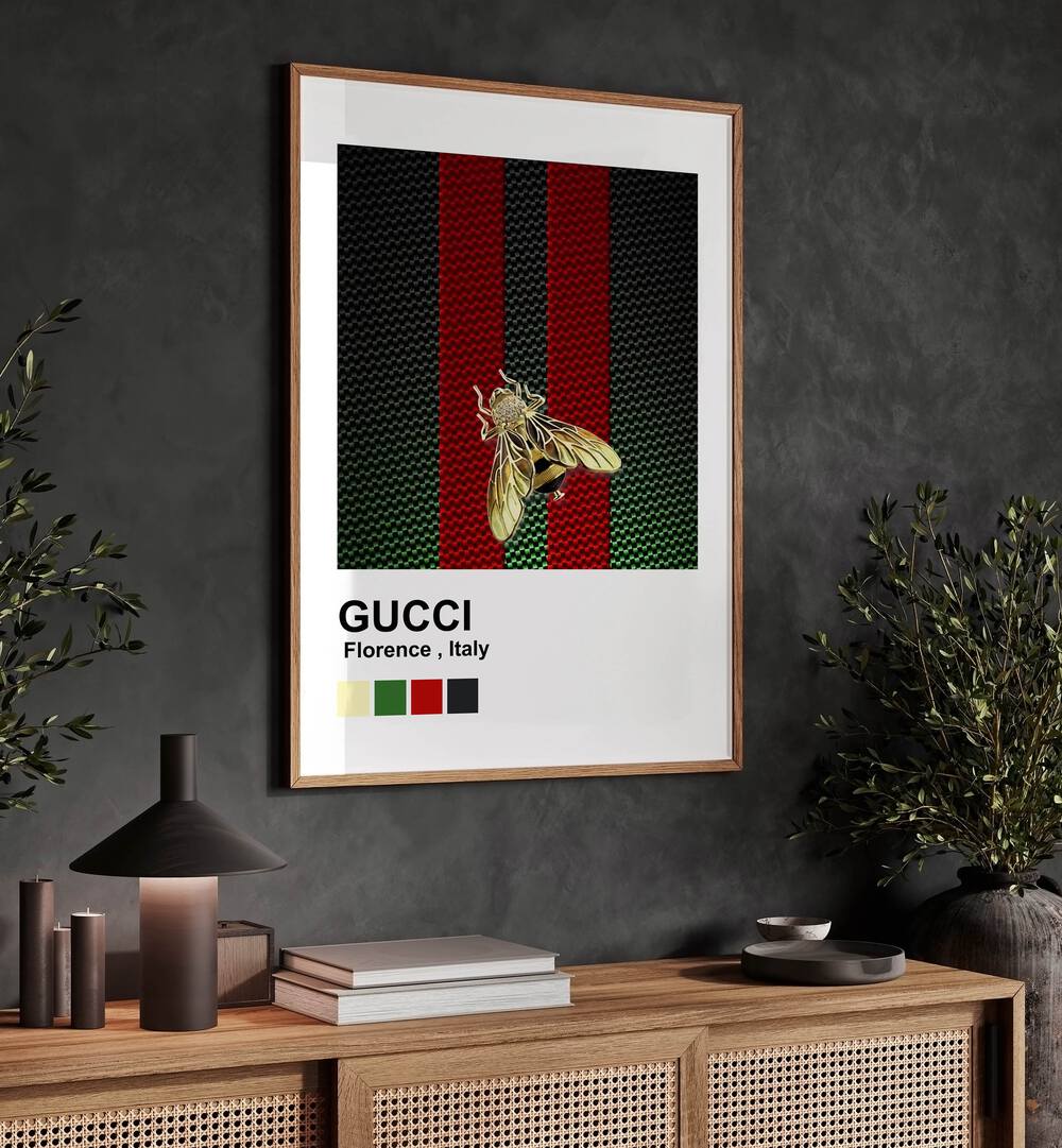 Gucci Fashion Art  Artwork in Gallery Wrap Artwork Placed on a wall In A Living Room