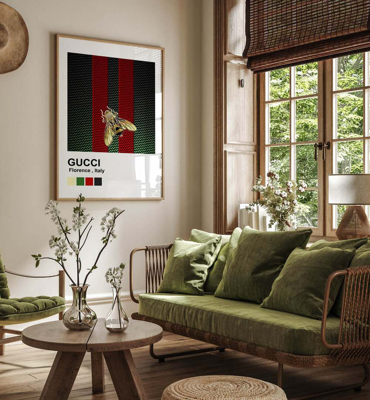 Gucci Fashion Art  Artwork in Gallery Wrap Artwork Placed on a wall In A Living Room