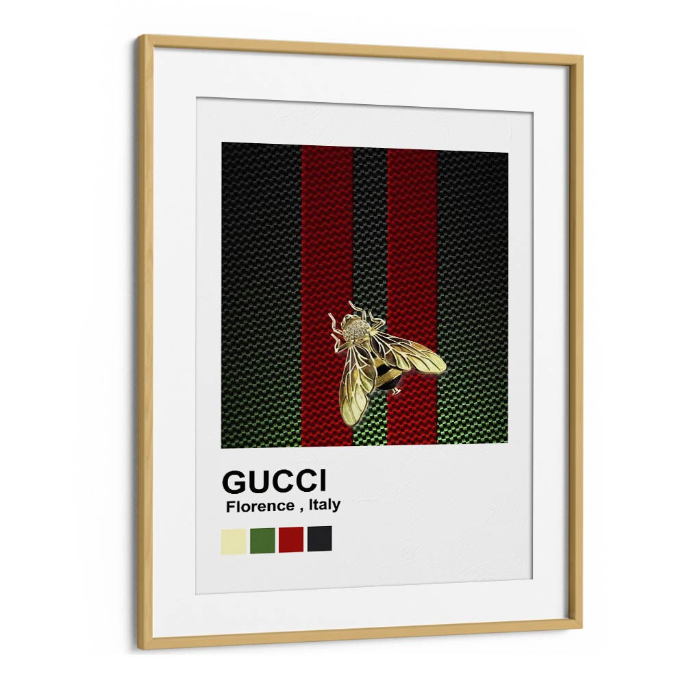 Gucci Fashion Art Artwork in Oak Wood Frame With Mount