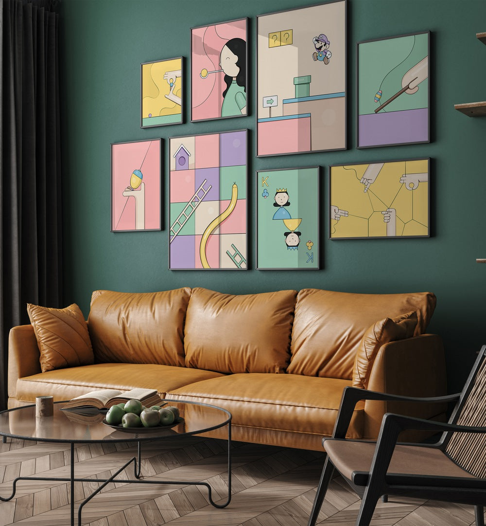 Transform your space with the GAMES OF THE PAST GALLERY WALL, featuring art inspired by vintage games. Perfect for gallery walls!