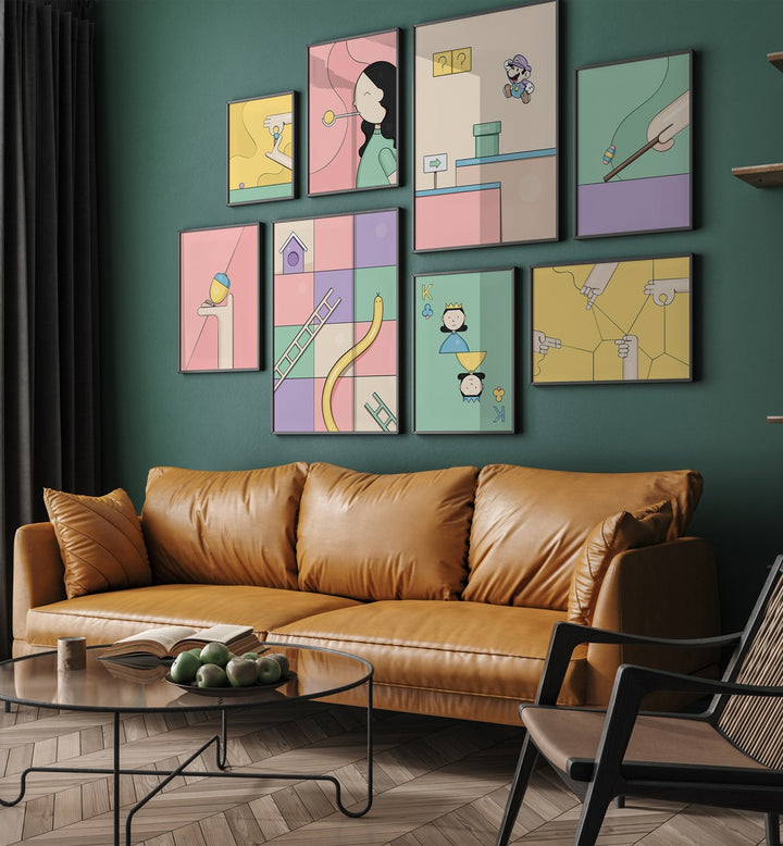 Transform your space with the GAMES OF THE PAST GALLERY WALL, featuring art inspired by vintage games. Perfect for gallery walls!
