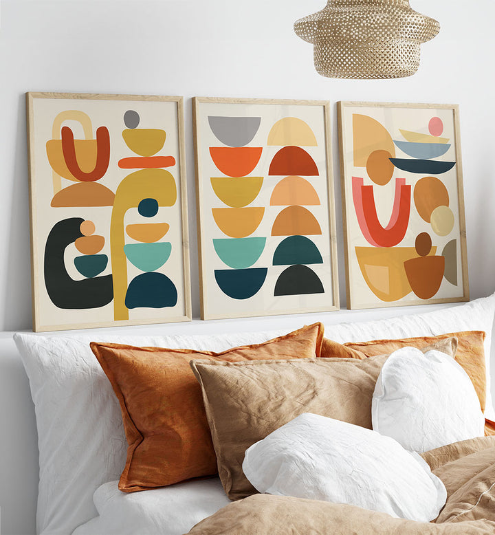 COLORFORM TRIO , SET OF 3 PAINTINGS