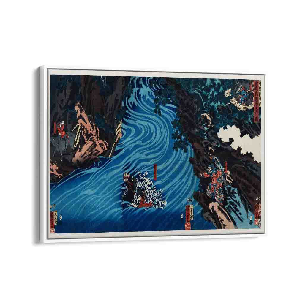 Gentoku Uma O Odorashite Tankei O Koeru Zu 1798-1861 By Utagawa Kuniyoshi Japanese Paintings in White Floater Frame