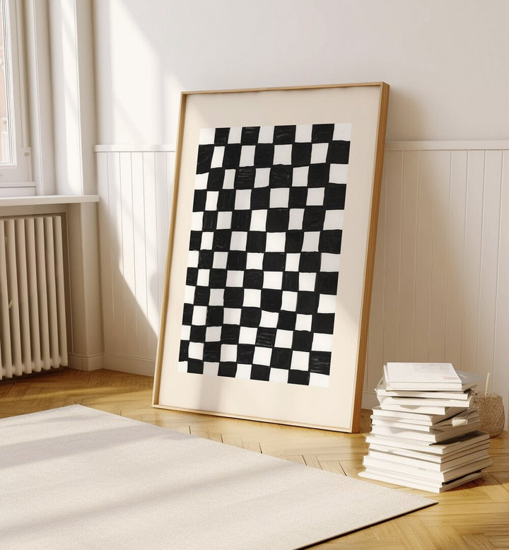 Bold black and white design of a GEOMETRICAL ABSTRACT GALLERY WALL, ideal for modern GALLERY WALLS in any decor.