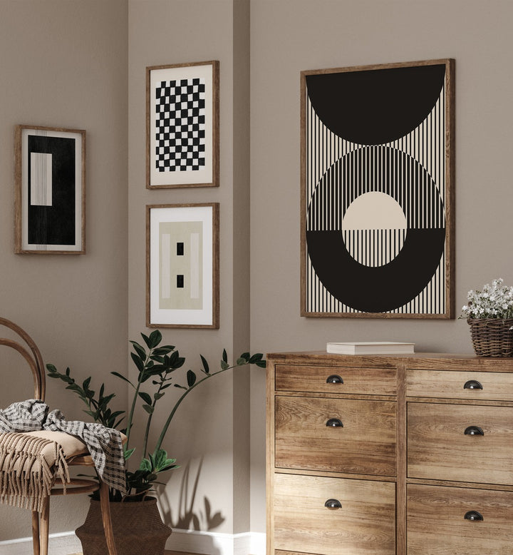 Bold and modern GEOMETRICAL ABSTRACT GALLERY WALL design enhances any space, perfect for contemporary GALLERY WALLS.