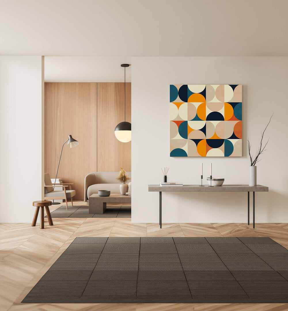 Elevate your space with GEOMETRY NEW BLEU CLAIRE, ABSTRACT PAINTINGS by Ana Rut Bre, featuring captivating geometric designs.