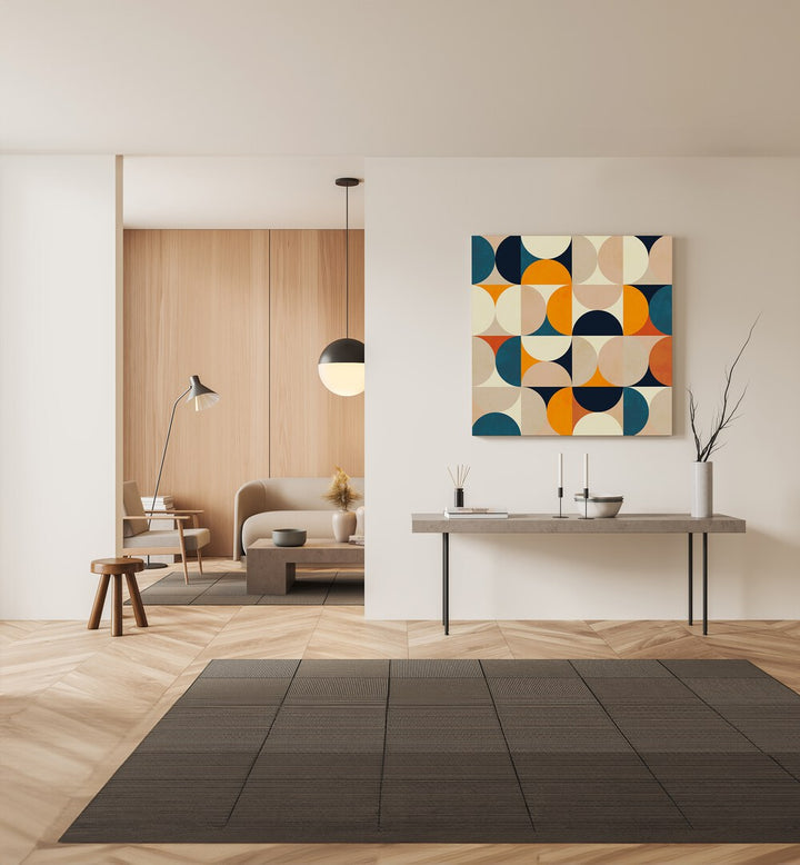 Elevate your space with GEOMETRY NEW BLEU CLAIRE, ABSTRACT PAINTINGS by Ana Rut Bre, featuring captivating geometric designs.