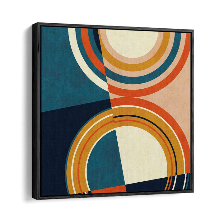 Stunning GEOMETRY NEW I, ABSTRACT PAINTINGS by Ana Rut Bre, featuring modern elegance and vibrant colors in a floater frame.