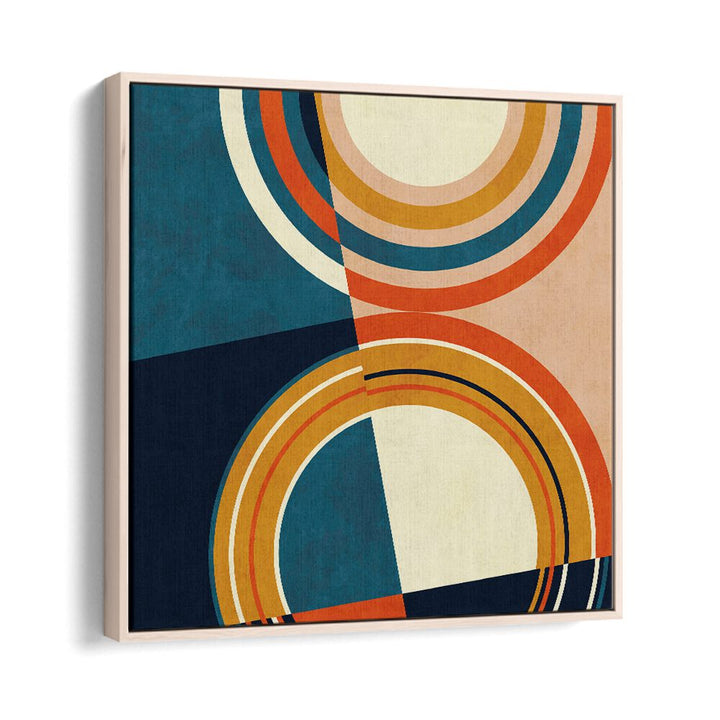 Vibrant GEOMETRY NEW I, ABSTRACT PAINTINGS by Ana Rut Bre, framed in oak, perfect for modern living spaces.