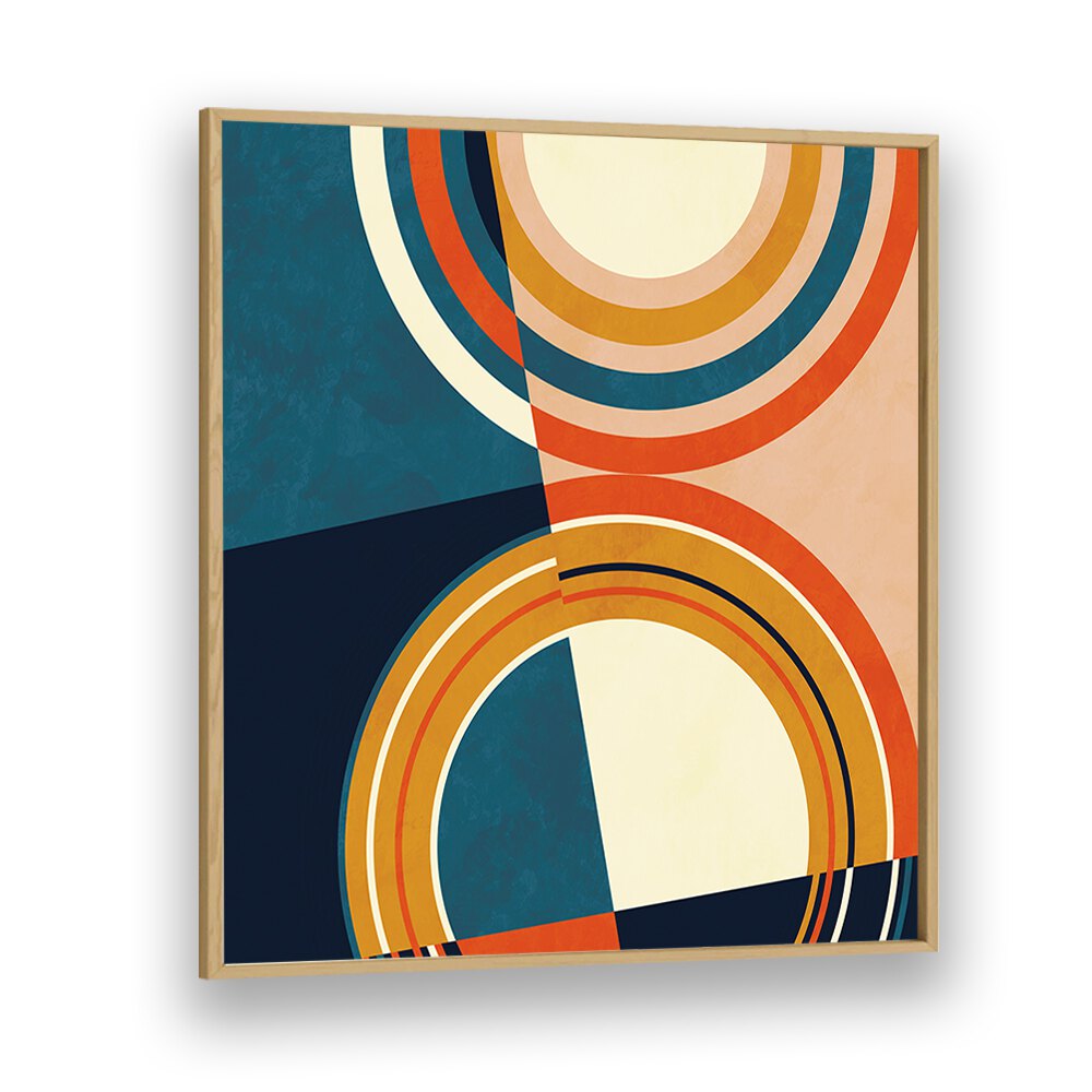Stunning GEOMETRY NEW I, ABSTRACT PAINTINGS by Ana Rut Bre, framed in oak, perfect for modern living spaces.