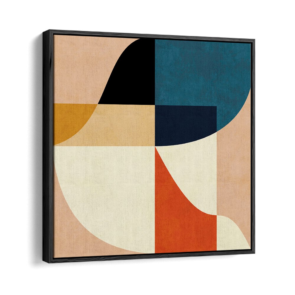 Elevate your decor with GEOMETRY NEW II, ABSTRACT PAINTINGS by Ana Rut Bre, featuring vibrant modern shapes in a sleek frame.