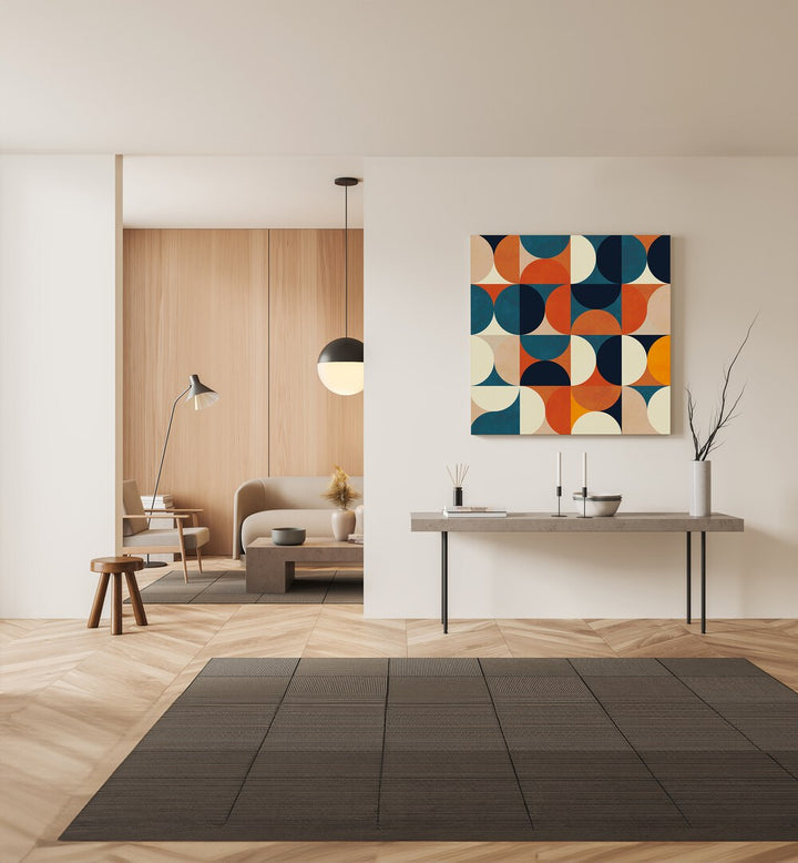 Transform your space with GEOMETRY NEW MARRON, ABSTRACT PAINTINGS by Ana Rut Bre, featuring captivating geometric designs.