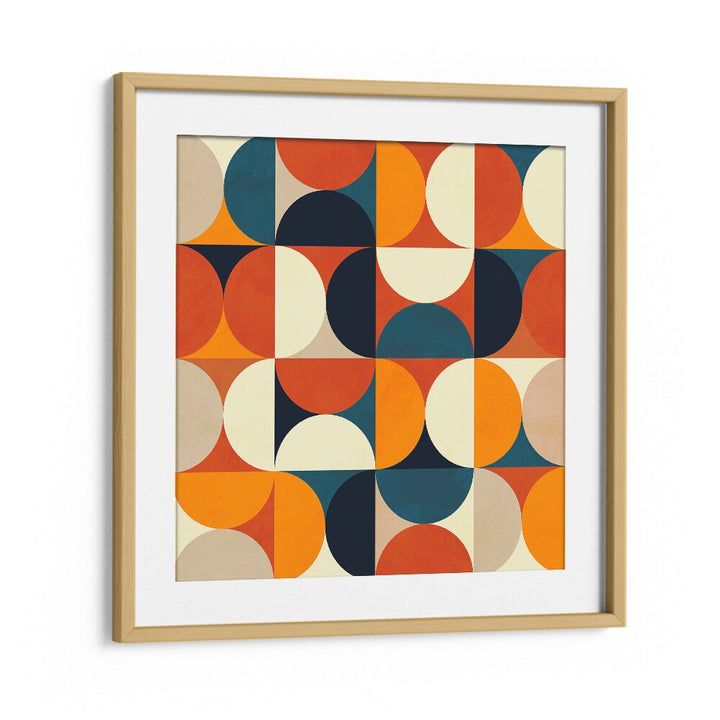 Geometry New Rougeatre, abstract paintings by Ana Rut Bre, featuring vibrant colors in an oak wood frame.