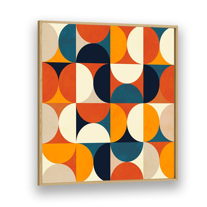 Vibrant GEOMETRY NEW ROUGEATRE, ABSTRACT PAINTINGS by Ana Rut Bre in oak frame, perfect for modern decor.