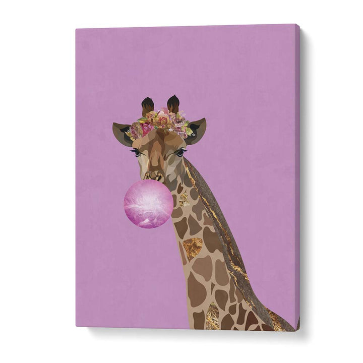 Whimsical GIRAFFE PINK BUBBLEGUM, KIDS ROOM PAINTINGS by Sarah Manovski, perfect for kids' rooms and playrooms.