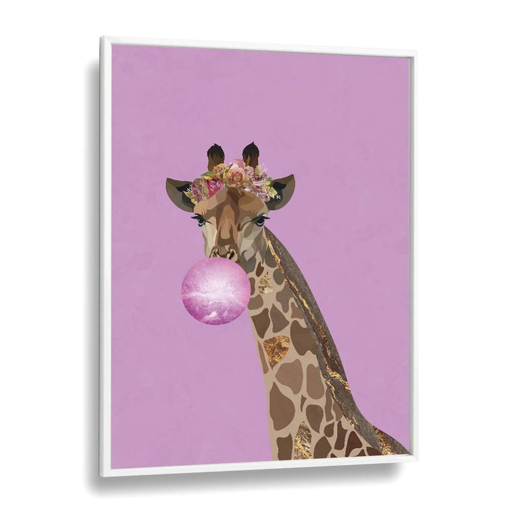 Whimsical GIRAFFE PINK BUBBLEGUM, KIDS ROOM PAINTINGS by Sarah Manovski, perfect for playful decor in children's spaces.