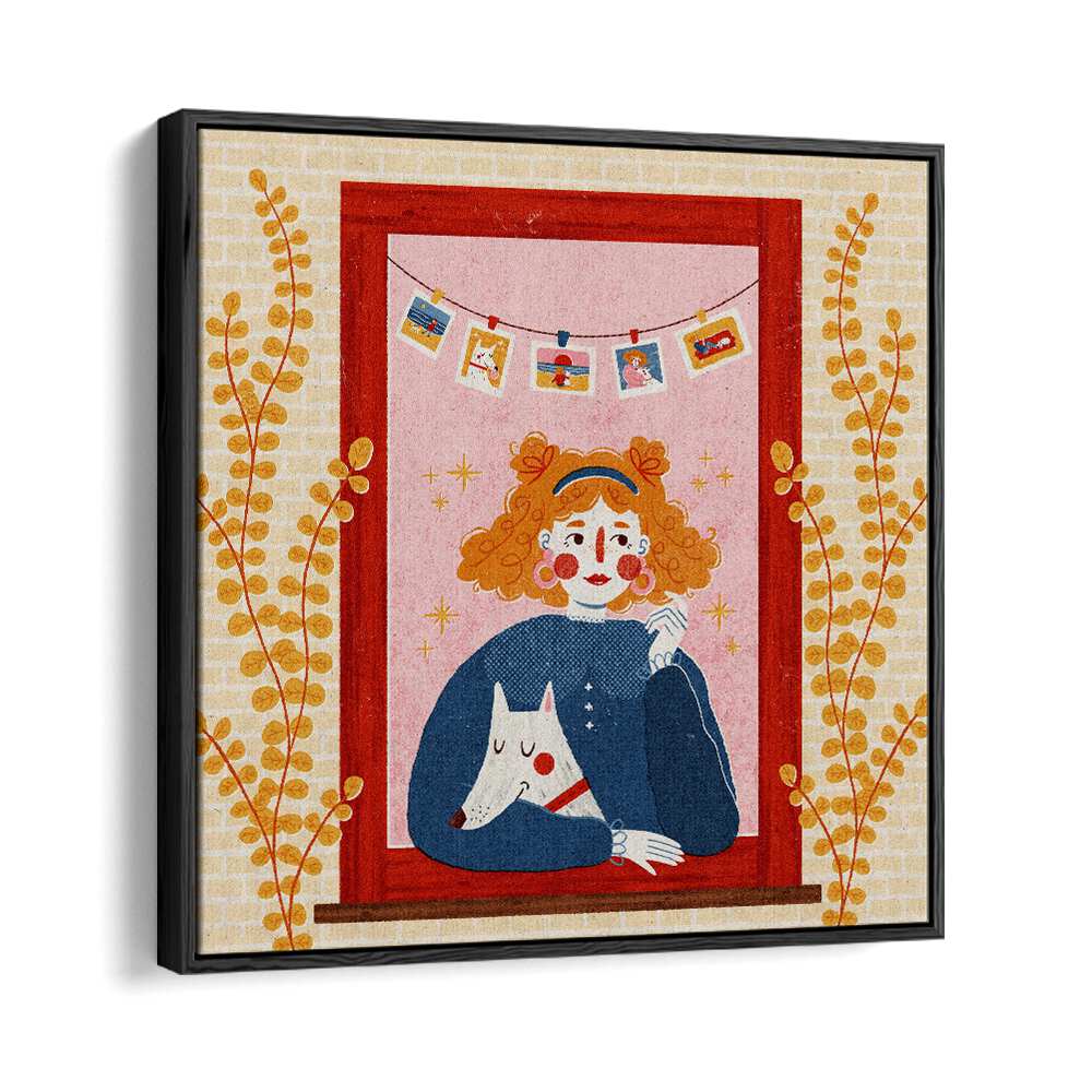 Charming GIRL WITH HER DOG illustration by Julia Leister, perfect for art lovers in the Artists x Collab Print Collection.