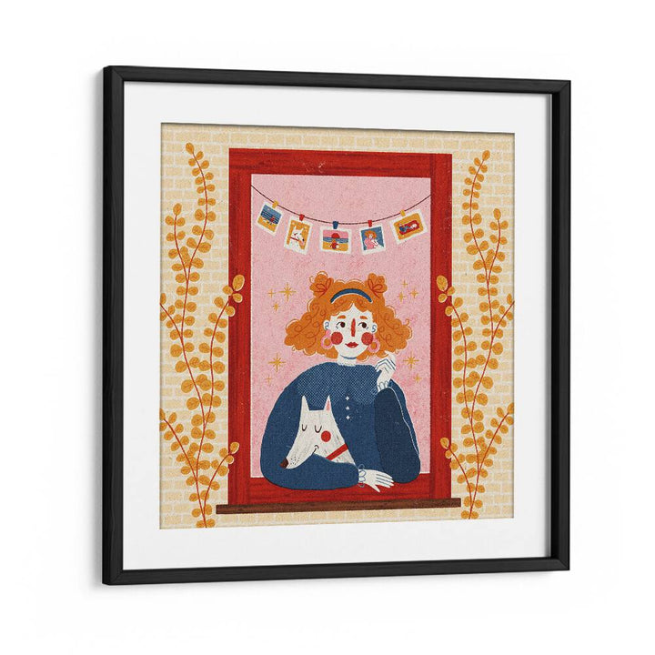 Charming illustration of a GIRL WITH HER DOG by Julia Leister, perfect for art lovers in the Artists x Collab Collection.