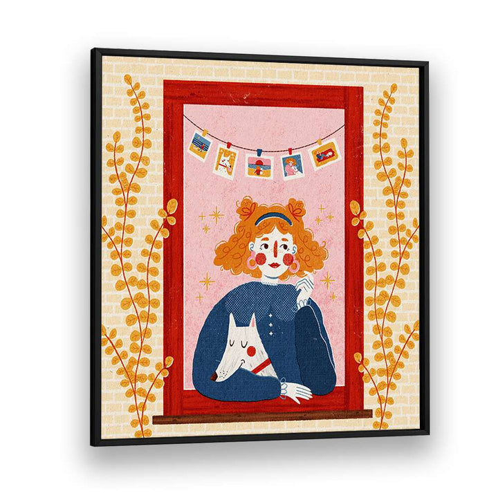 Charming GIRL WITH HER DOG illustration by Julia Leister, perfect for art lovers in the Artists x Collab Print Collection.