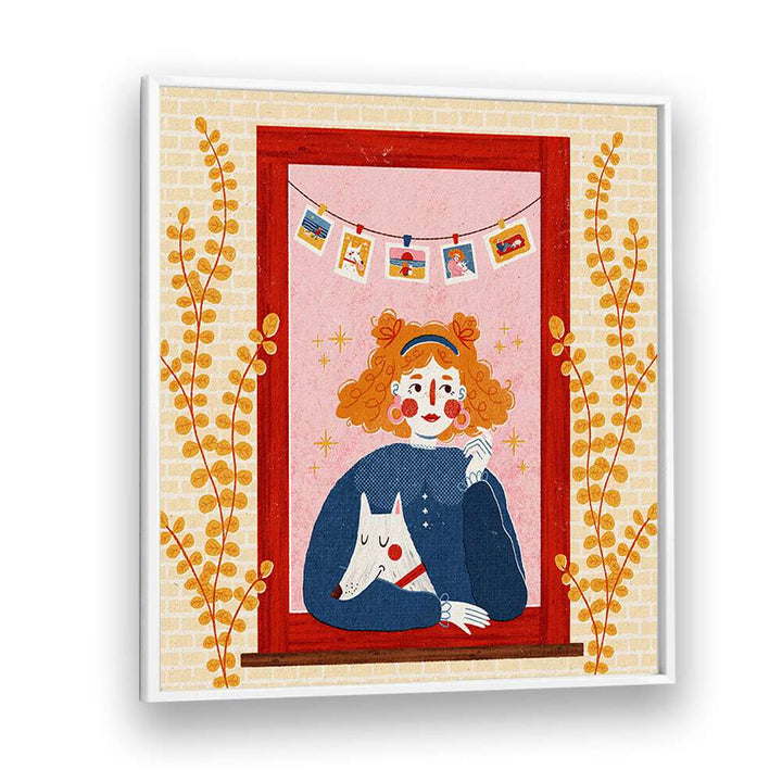 Charming illustration of a GIRL WITH HER DOG by Julia Leister, perfect for art lovers. Available at Artists x Collab.