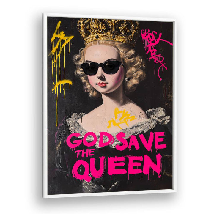 Bold and stylish GOD SAVE THE QUEEN, ALTERED ART PRINTS for a unique transformation of your living space.