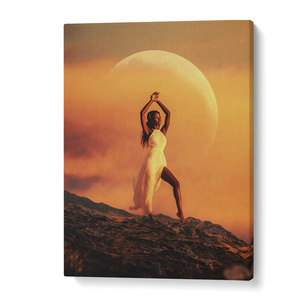 GODDESS, SURREAL ART PRINTS featuring a dancer against a dramatic moonlit background by TAUDALPOI for your space.