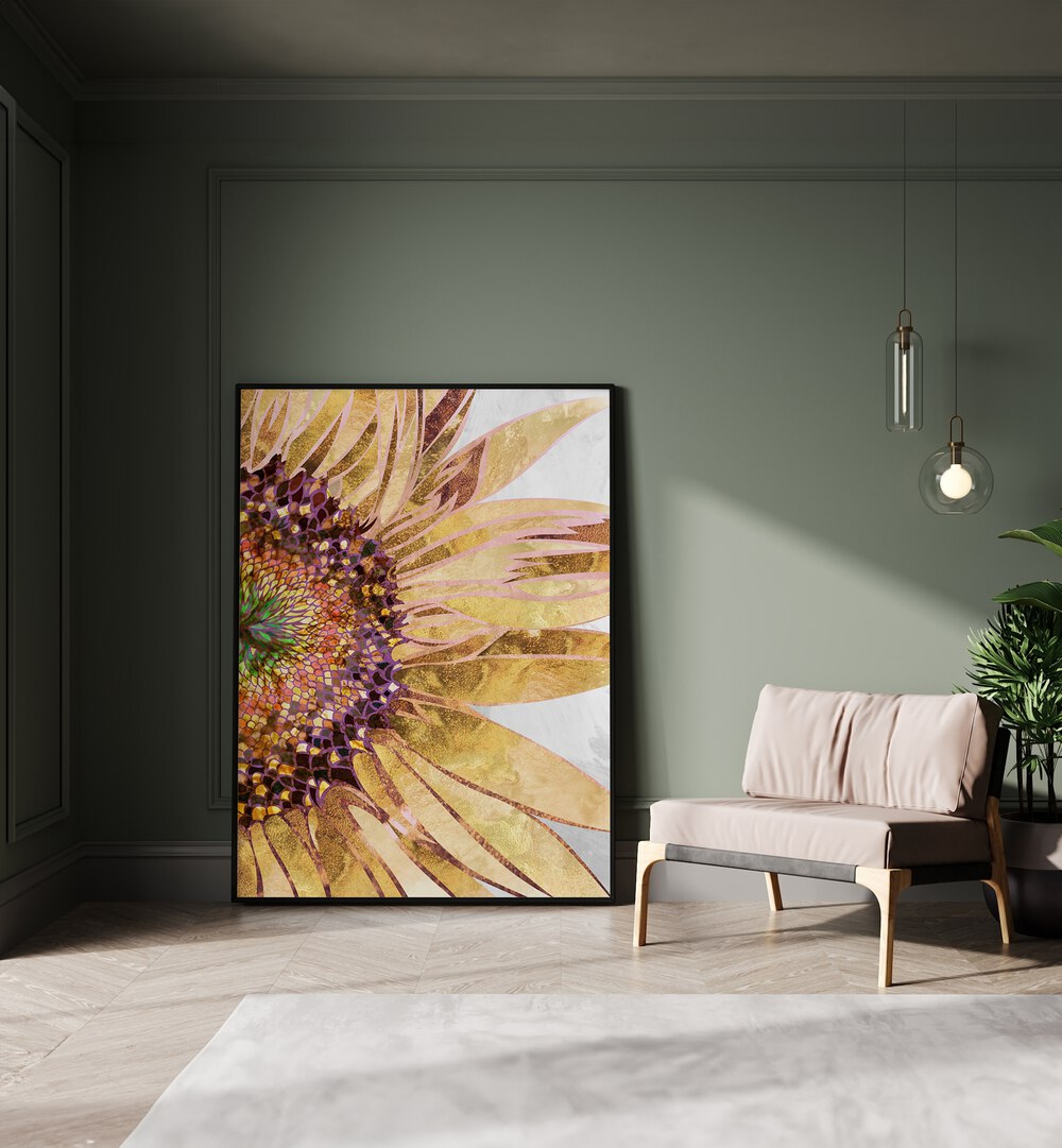 Vibrant GOLDEN SUNFLOWER, FLORAL FLOWER PAINTINGS by Sarah Manovski, showcasing nature's beauty in full bloom.