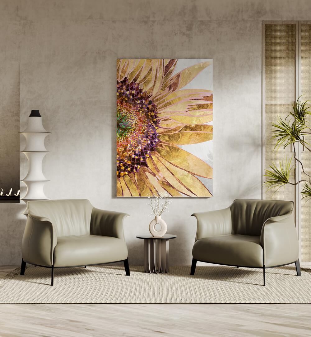 Vibrant GOLDEN SUNFLOWER, FLORAL FLOWER PAINTINGS by Sarah Manovski, perfect for brightening your space.