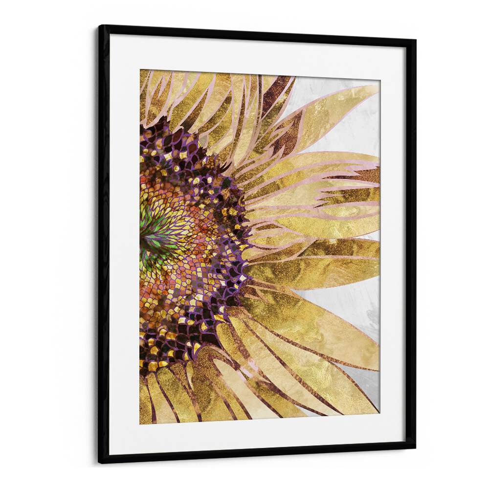Vibrant GOLDEN SUNFLOWER, FLORAL FLOWER PAINTINGS by Sarah Manovski, beautifully framed for a touch of nature indoors.
