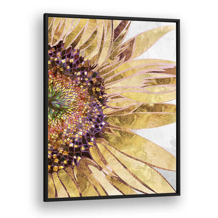 Vibrant GOLDEN SUNFLOWER, FLORAL FLOWER PAINTINGS by Sarah Manovski, showcasing nature's beauty in a stylish frame.