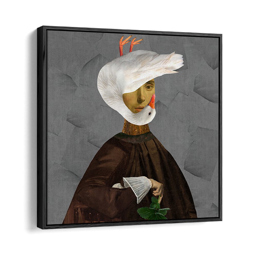 Whimsical GOOSE AND SARA, SURREAL ART PRINTS featuring a surreal portrait blending nature and creativity.