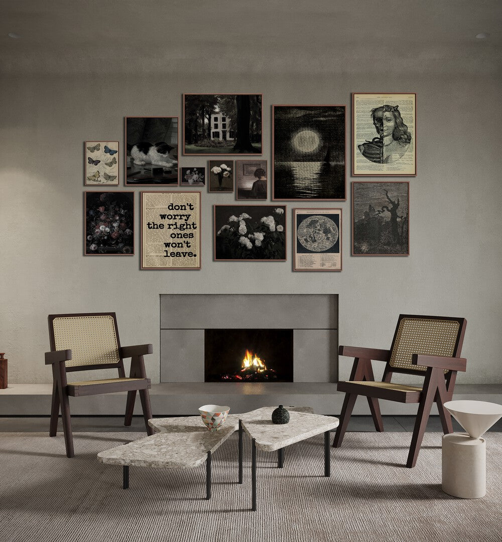 GOTHIC GALLERY WALL featuring a stunning mix of art pieces at Asian Monk, perfect for stylish gallery walls.