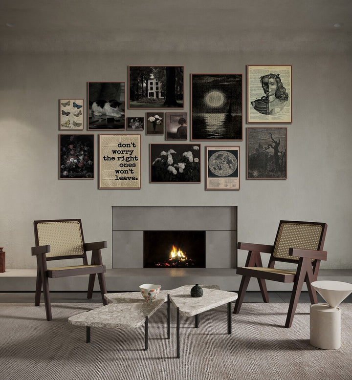 GOTHIC GALLERY WALL featuring a stunning mix of art pieces at Asian Monk, perfect for stylish gallery walls.
