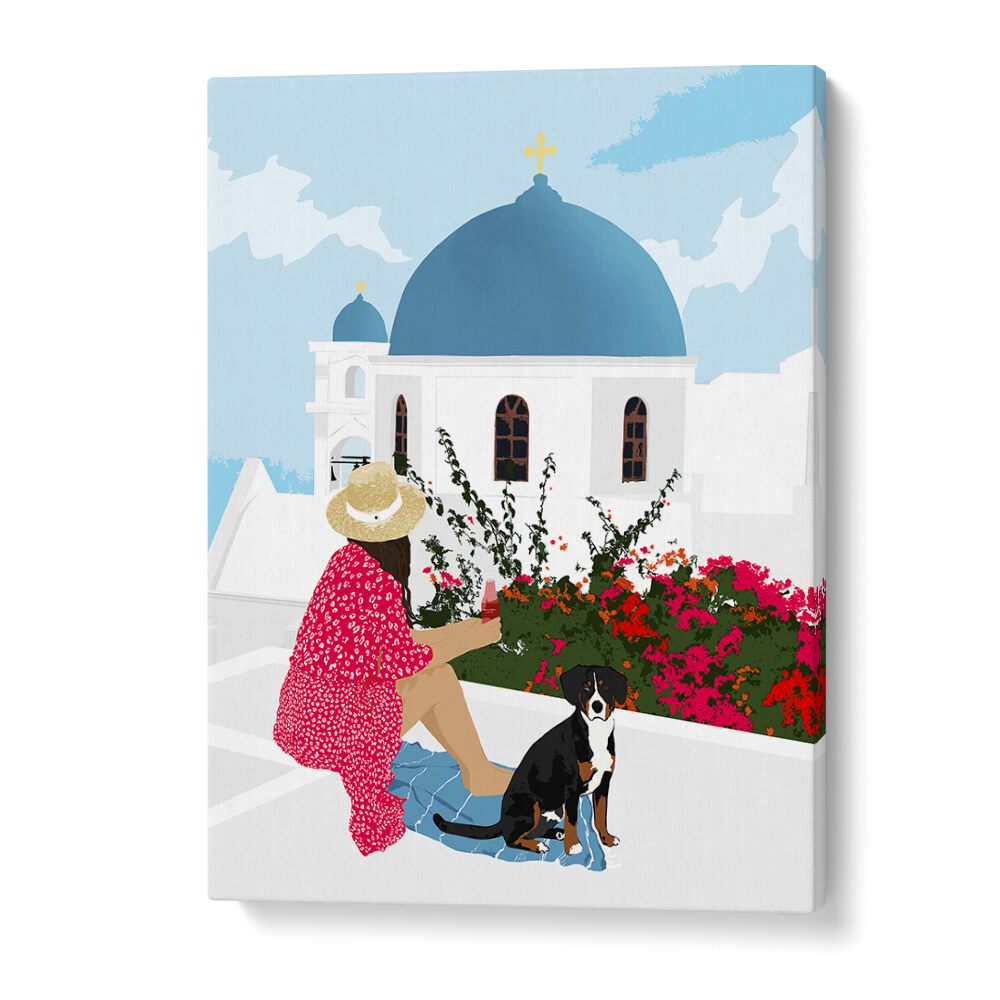 Charming GREEK STAYCATION, PORTRAITS by Uma Gokhale, featuring a woman enjoying a serene moment in Greece.