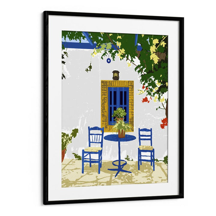 Transform your space with the GREEK VACAY FOR TWO poster by Uma Gokhale, capturing the beauty of Greece.