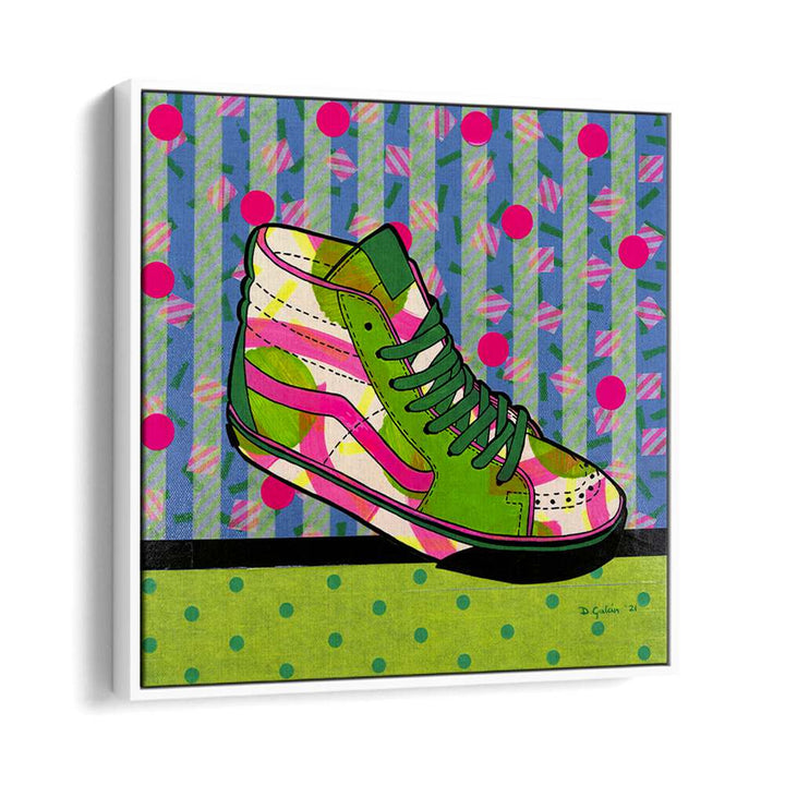 Vibrant GREEN FANTASY , FASHION POSTERS featuring a colorful pop art sneaker design for stylish home decor.