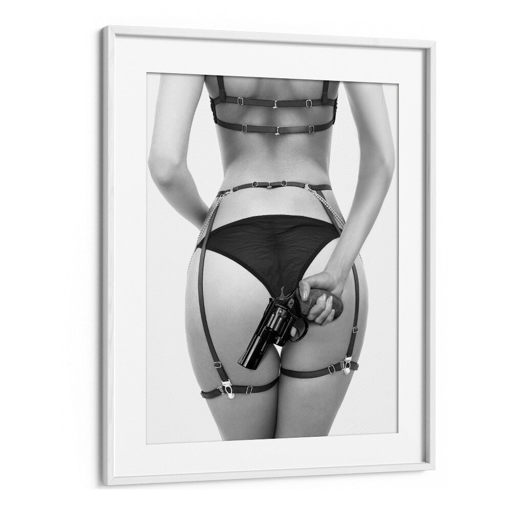 Stylish "GUN, PHOTOGRAPHY PRINTS" by David Drake, showcasing fine art photography in a chic white frame.
