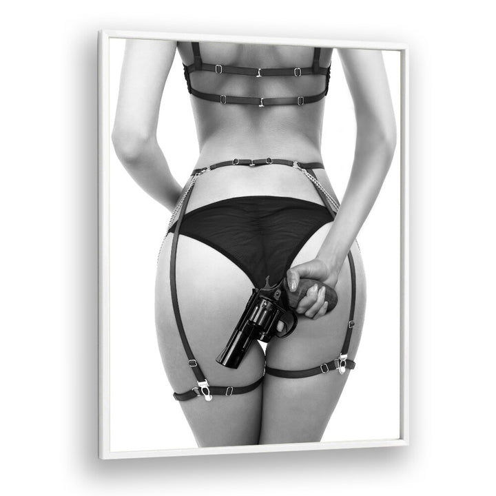 Stunning GUN, PHOTOGRAPHY PRINTS by David Drake, showcasing fine art and fashion photography in a sleek frame.