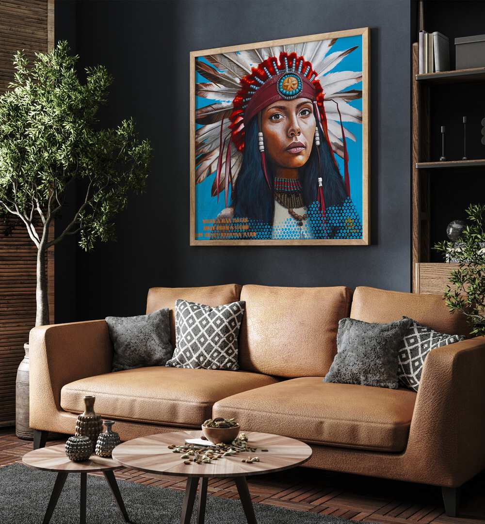 Elegant artwork "HARD HEART, COWBOY" by Christian Beijer, celebrating Red Indian heritage in modern Americana.