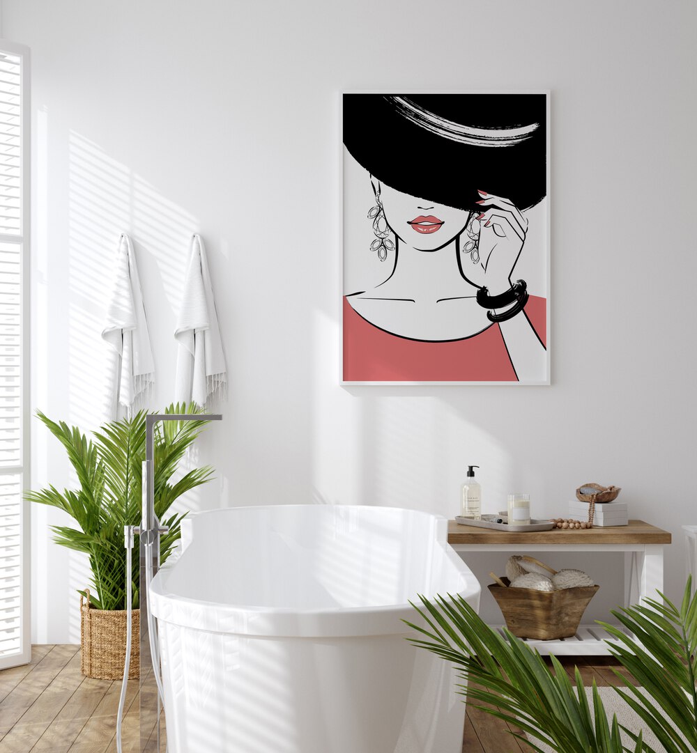 Elegant "Hat Girl" fashion poster by Martina Fashion Paintings, perfect for elevating your space with style.