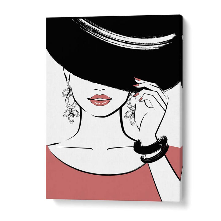 Stylish "Hat Girl" artwork from Martina Fashion Paintings, perfect for chic home decor. Ideal HAT GIRL, FASHION POSTERS.