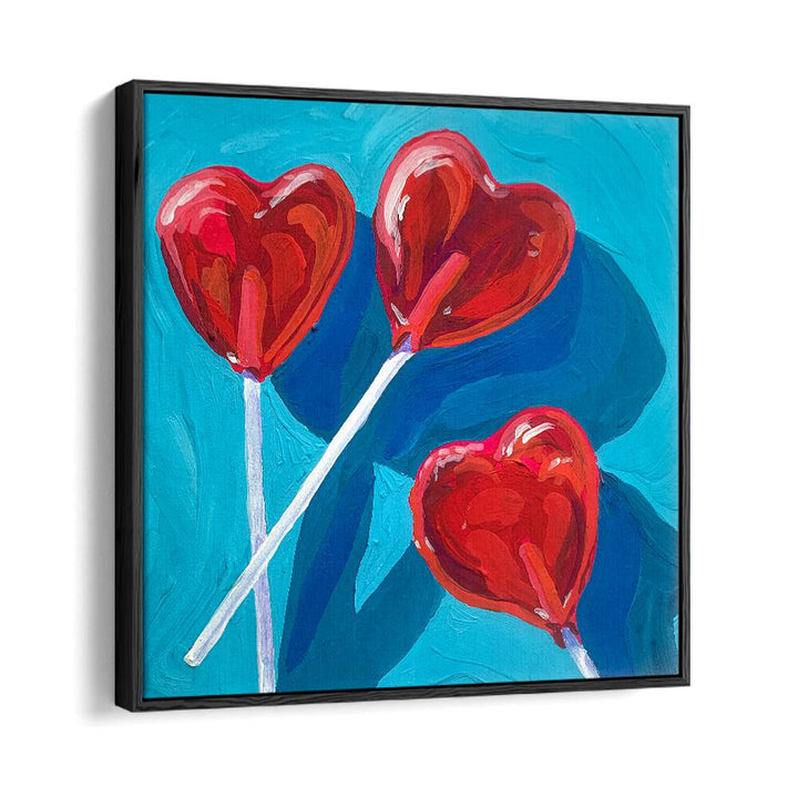 Heart Lollipops By Key And Sea Creative Fashion Art Artwork in Black Floater Frame