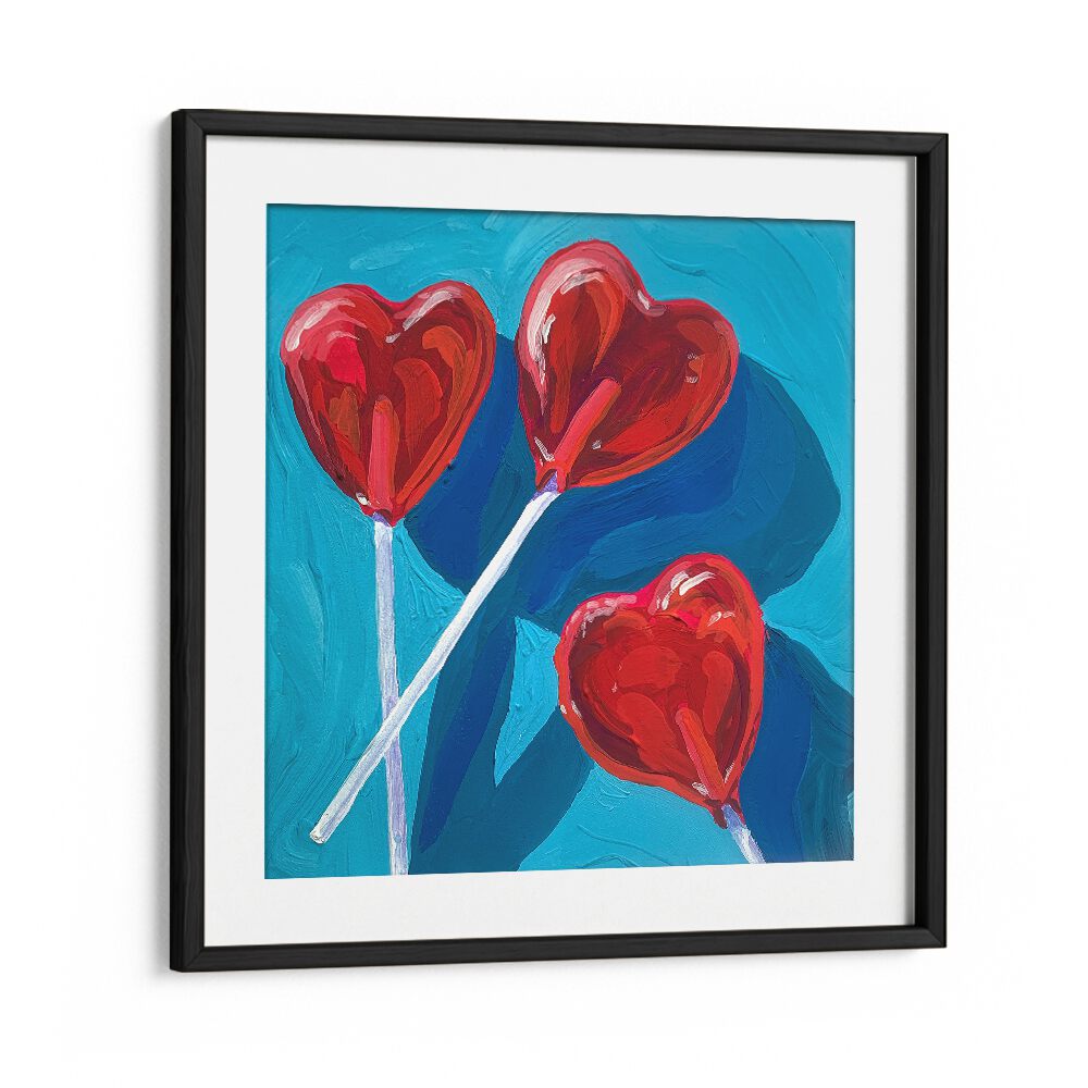 Heart Lollipops By Key And Sea Creative Fashion Art Artwork in Black Frame With Mount
