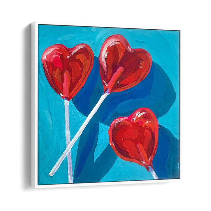 Heart Lollipops By Key And Sea Creative Fashion art painting Artwork in White Floater Frame