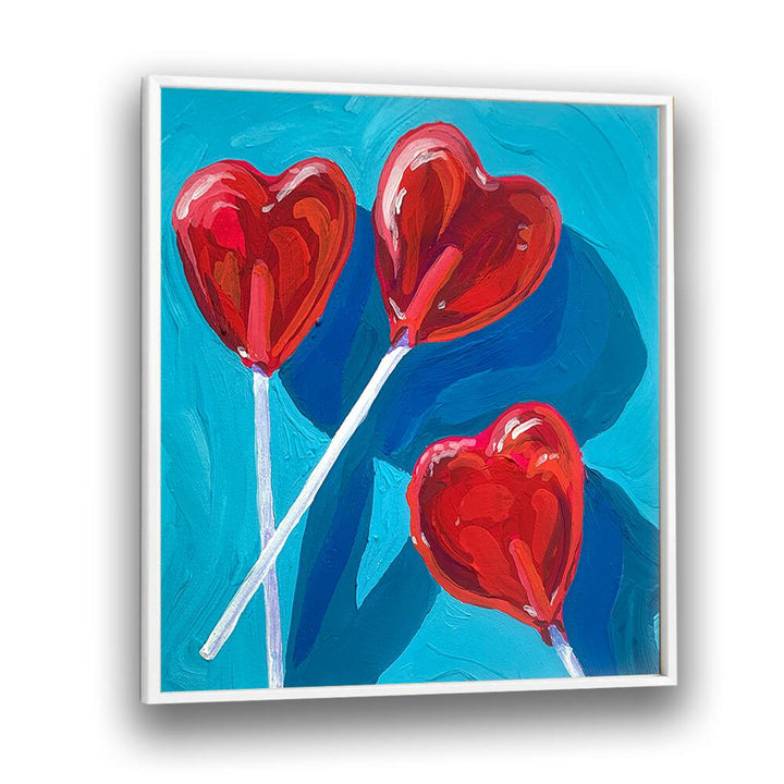 Heart Lollipops By Key And Sea Creative Fashion art Artwork in White Plain Frame