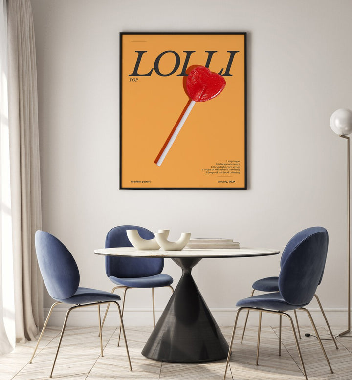 Bright HEART LOLLIPOP, BAR & CAFE ART poster featuring a heart-shaped lollipop, perfect for sweet decor.