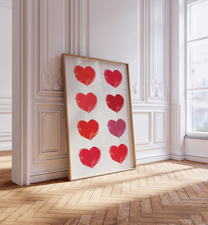 Hearts Fashion Art Artwork in Gallery Wrap Artwork Placed on a wall In A Living Room