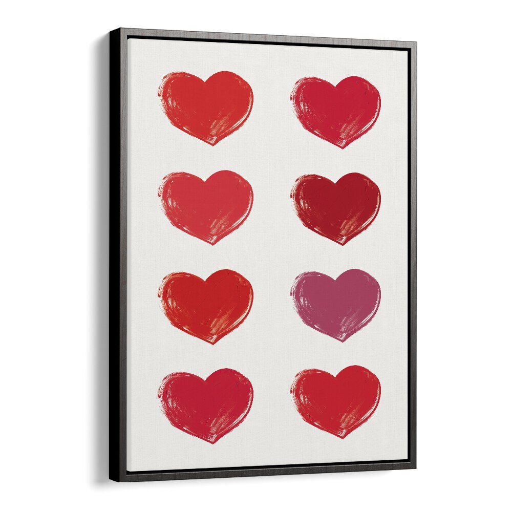 Hearts Fashion Art Artwork in Black Floater Frame