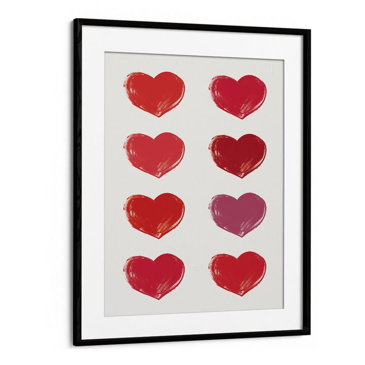 Hearts Fashion Art Artwork in Black Frame With Mount