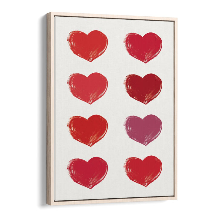 Hearts Fashion Art Artwork in Oak Wood Floater Frame